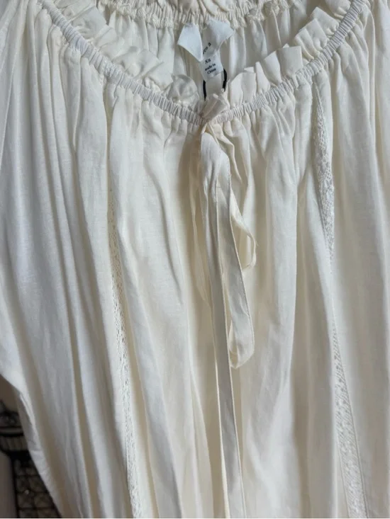 NWT A Loves A Cream Cotton Maxi Dress Boho Peasant Tiered Lace Trim 100% Cotton - Picture 5 of 9